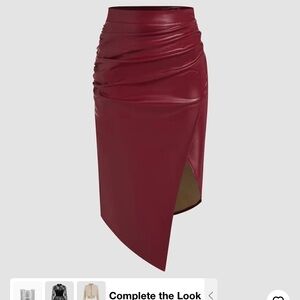 Pleather MIDI skirt Burgundy